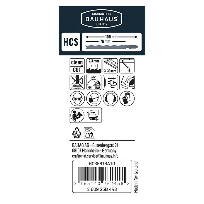 Craftomat Stichsägeblätter T 102 H (PVC/PA, 3-tlg., T-Schaft)