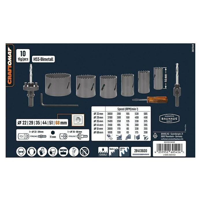 Craftomat Lochsägen-Set HSS Bi-Metall (10 -tlg.) | BAUHAUS