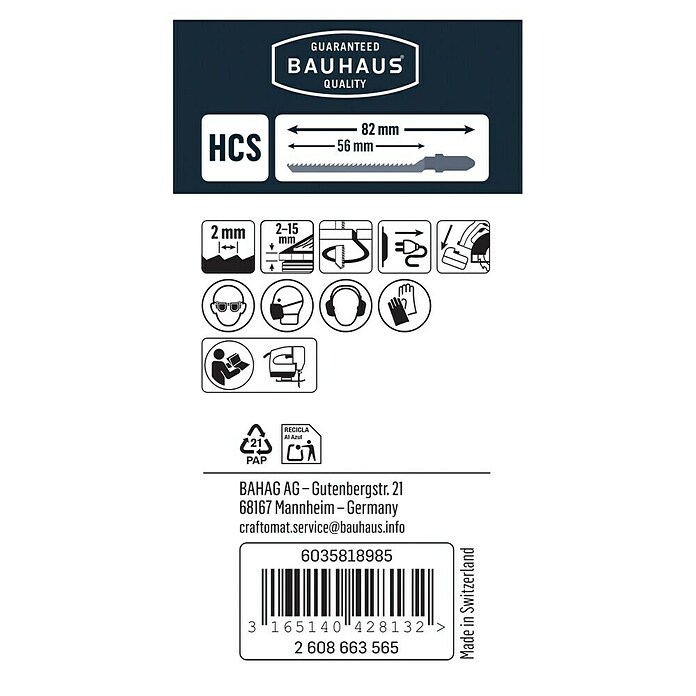 Craftomat Stichsägeblatt T 119 BO (Faserplatten, 5-tlg., T-Schaft)