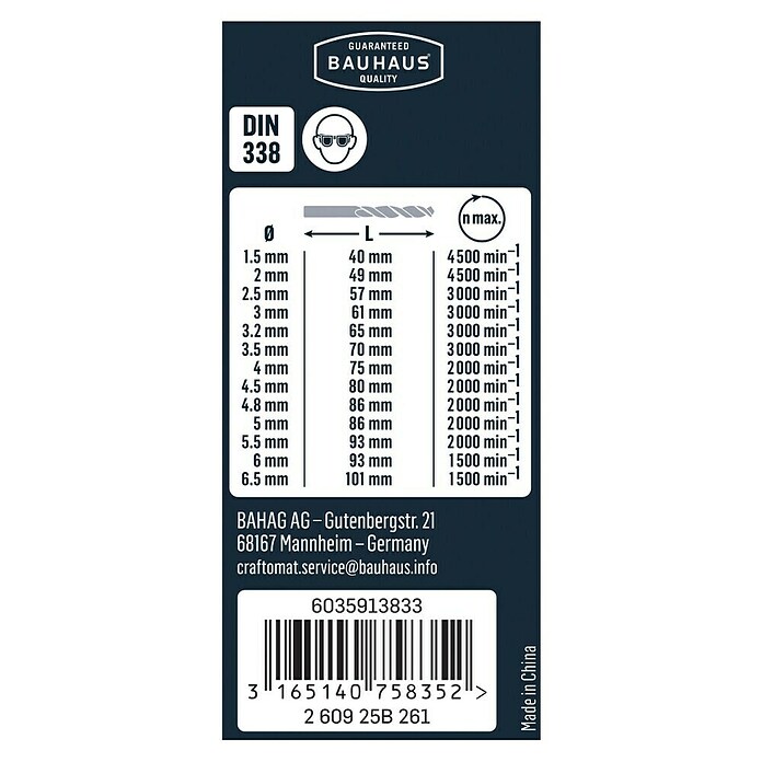 Craftomat Metallbohrer-Set HSS-G (13-tlg., DIN 338)