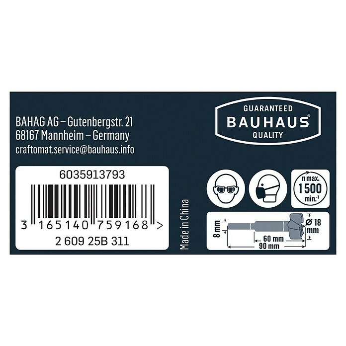 Craftomat Forstnerbohrer (Durchmesser: 18 mm, Durchmesser Schaft: 8 mm)