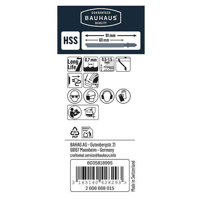 Craftomat Stichsägeblatt T 118 G (Blech, 2-tlg., T-Schaft)