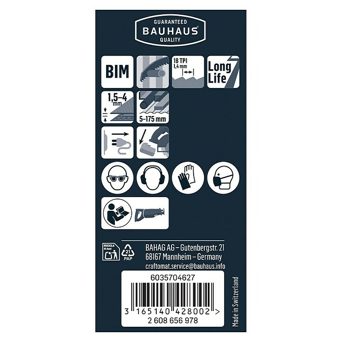 Craftomat Säbelsägeblatt S 1122 EF (Blech, 2-tlg., Zahnabstand: 1,4 mm)