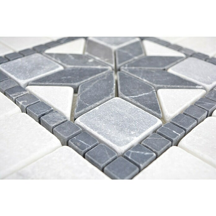 Antikmarmor (30,5 x 30,5 cm, Weiß/Schwarz/Grau, Matt)