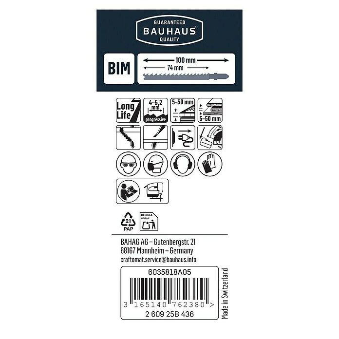 Craftomat Stichsägeblätter T144 DF (Beschichtete Spanplatten, 3-tlg., T-Schaft)