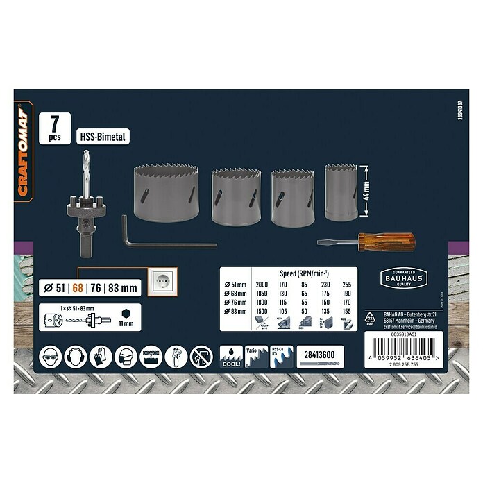 Craftomat Lochsägen-Set HSS Bi-Metall (7 -tlg.) | BAUHAUS