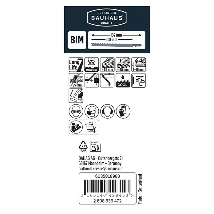 Craftomat Stichsägeblatt T 345 XF (Bauholz/Blech, 2-tlg., T-Schaft)