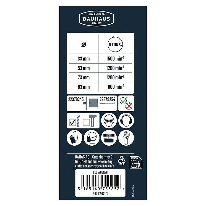 Craftomat Lochsägen-Set (Hartmetallbestreute Schneidkante, 5-tlg.)