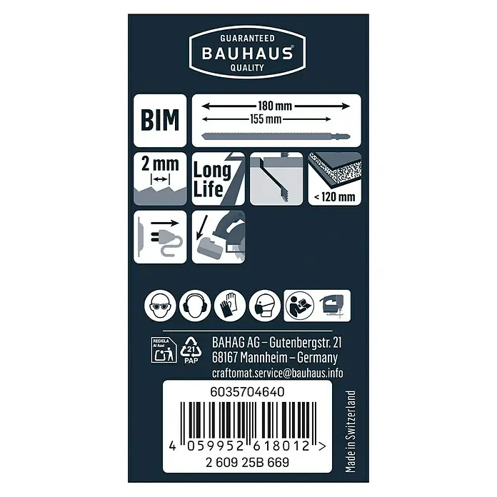 Craftomat Stichsägeblatt T 718 BFT-Schaft - Rückansicht