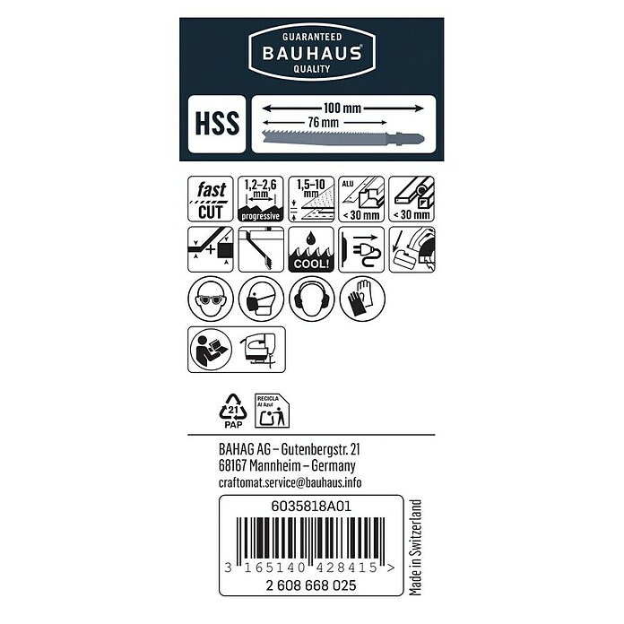 Craftomat Stichsägeblatt T 123 X (Metall, 2-tlg., T-Schaft)