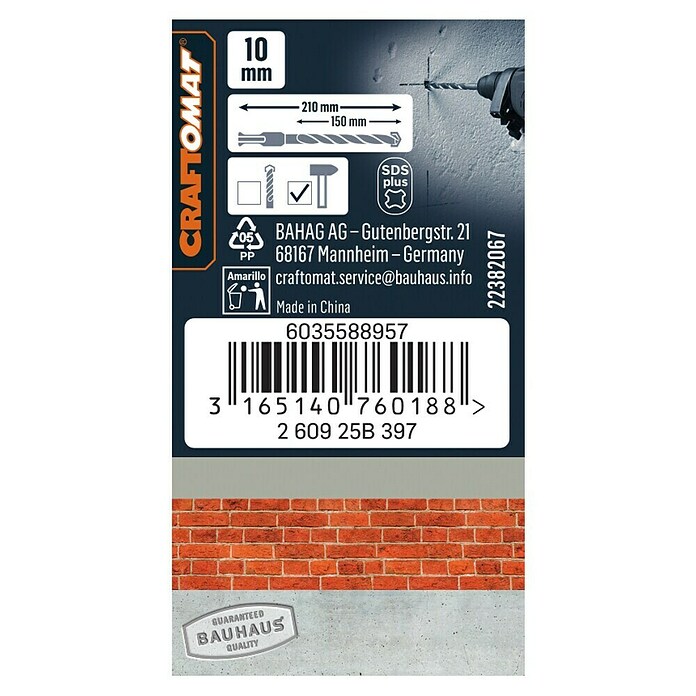 Craftomat SDS-Plus Betonbohrer (Durchmesser: 10 mm, Länge: 210 mm)