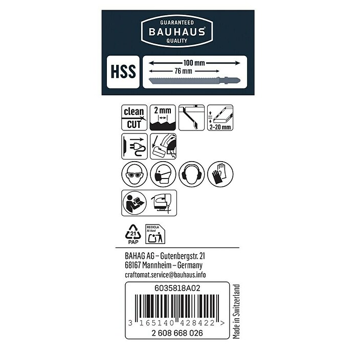 Craftomat Stichsägeblatt T 101 A (Plexiglas®, 2-tlg., T-Schaft)