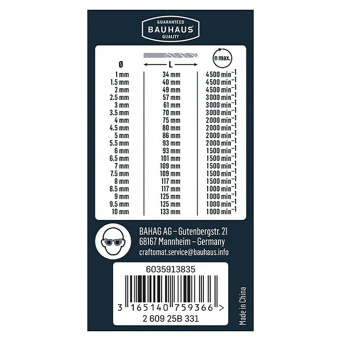 Craftomat Metallbohrer-Set HSS-R Gripbox (19-tlg., 1 mm - 10 mm)