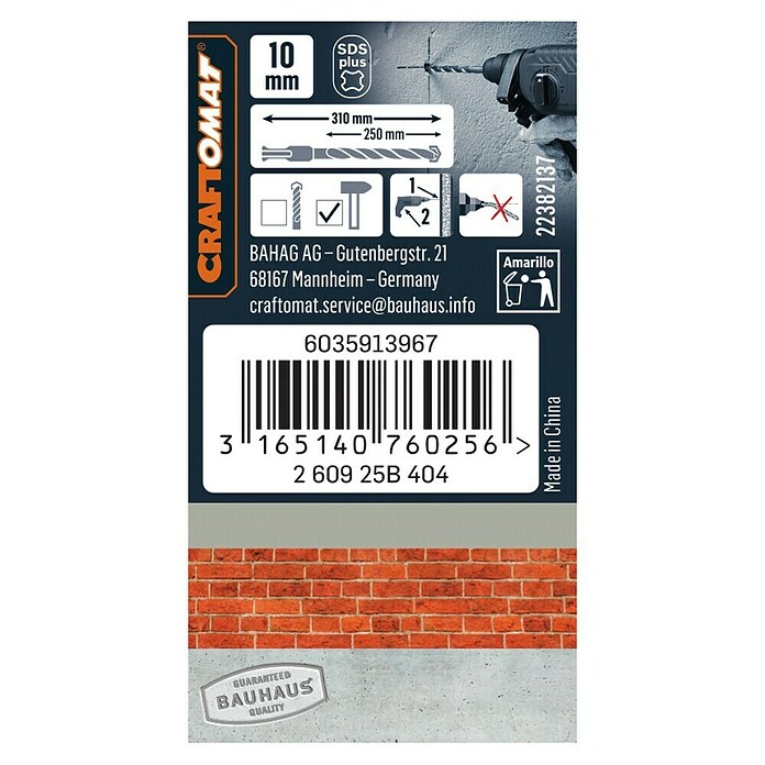 Craftomat SDS-Plus Betonbohrer (Durchmesser: 10 mm, Länge: 310 mm)