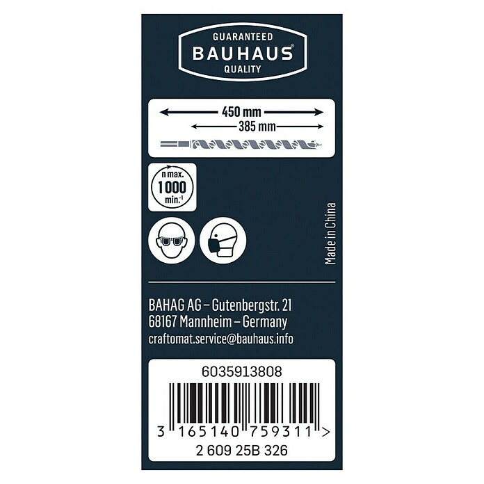 Craftomat Schlangenbohrer (Ø x L: 20 x 450 mm, 11 mm HEX, Arbeitslänge: 360 mm)