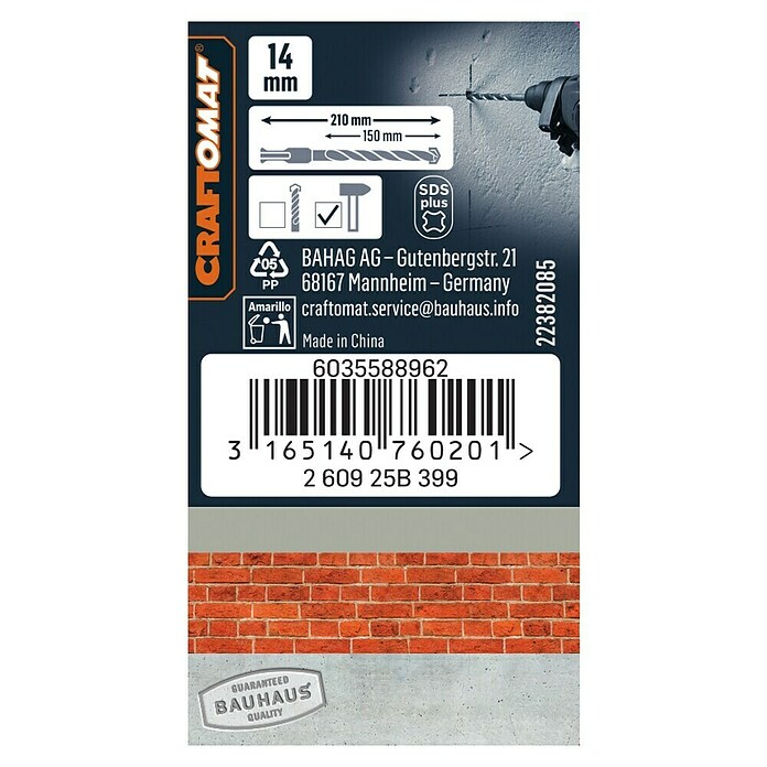 Craftomat SDS-Plus Betonbohrer (Durchmesser: 14 mm, Länge: 210 mm)