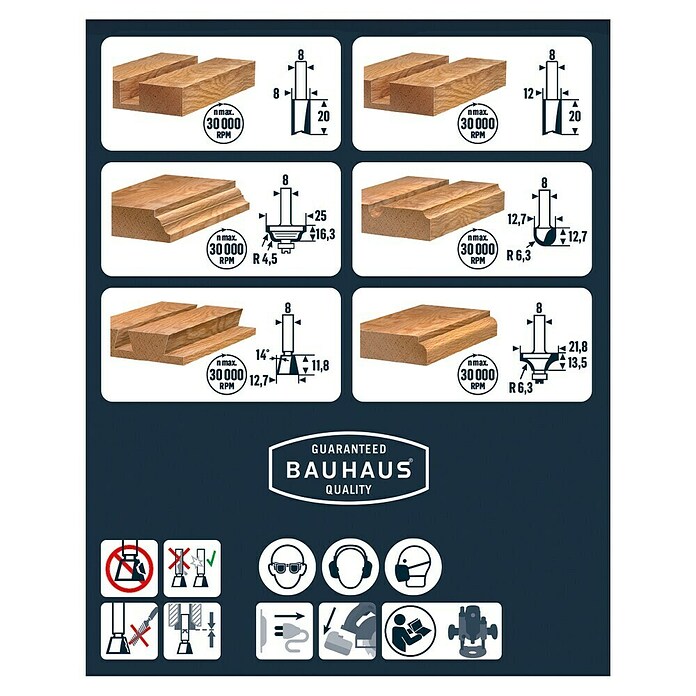 Craftomat Fräser-Set (6-tlg., Durchmesser Schaft: 8 mm)
