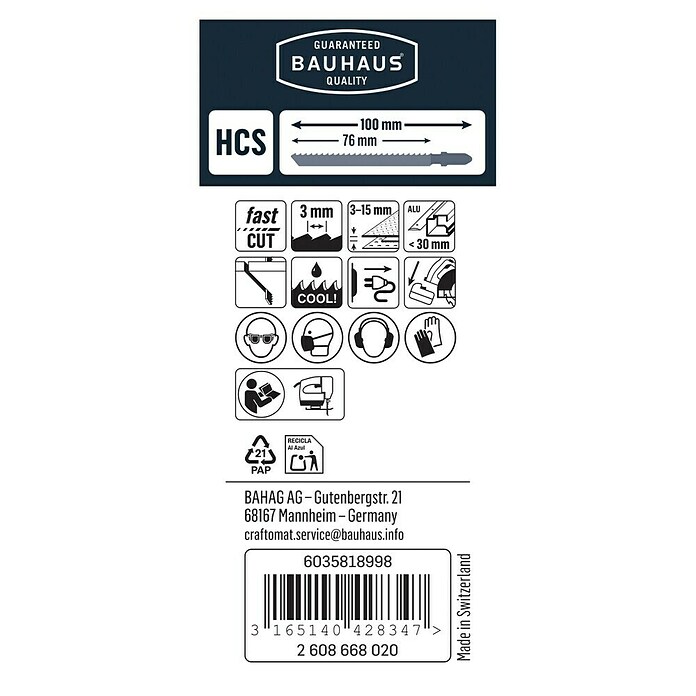 Craftomat Stichsägeblatt T 127 D (Aluminium, 2-tlg., T-Schaft)