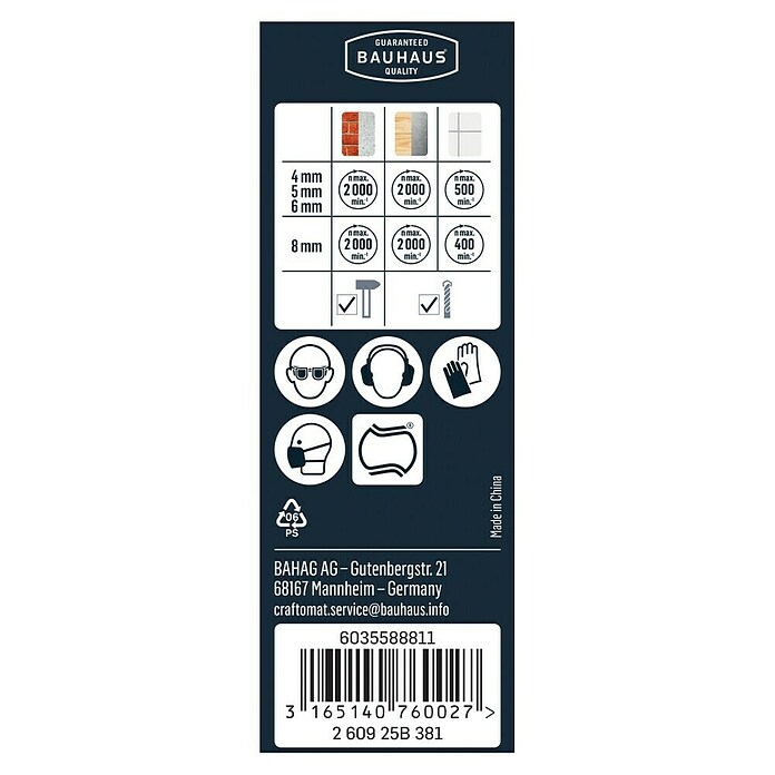 Craftomat Mehrzweck-Bohrer-Set (4-tlg., 4 mm - 8 mm)