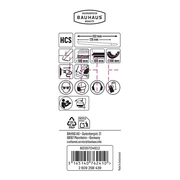 Craftomat Stichsägeblätter T 313 AW (Karton/Teppich, 3-tlg., T-Schaft)