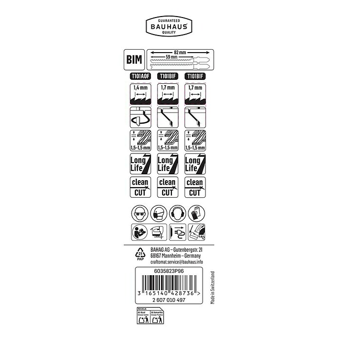 Craftomat Stichsägeblatt-Set (Laminat, 3-tlg., T-Schaft)