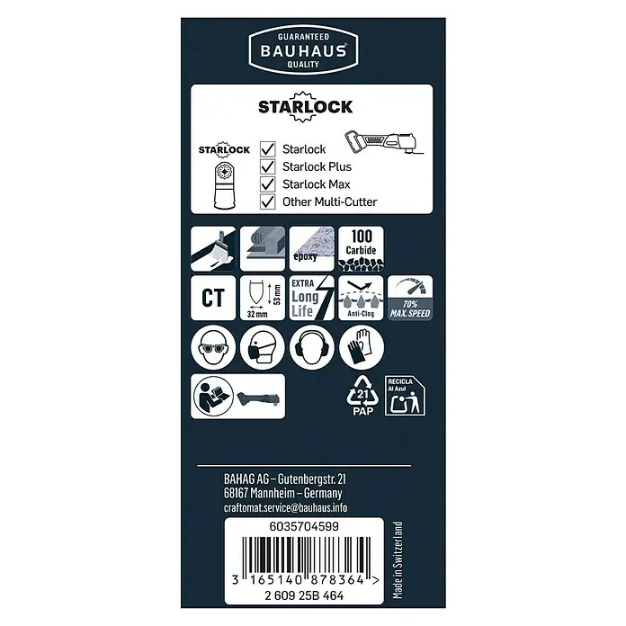Craftomat Schleiffinger - Körnung: 100, 50 x 32 mm, STARLOCK-System - Produktinformationen: Starlock-Aufnahme, Carbide-Technologie, Anti-Clog-Funktion, lange Lebensdauer & Sicherheitshinweise für optimalen Gebrauch.