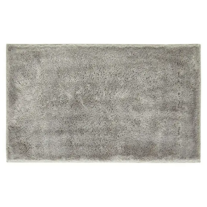 Badteppich Florida - 60 x 100 cm, Grau, 100% Polyester - Grauer, rechteckiger Hochflorteppich mit weicher Textur, ideal für Wohn- und Schlafzimmer, der Wärme und Komfort in jeden Raum bringt.