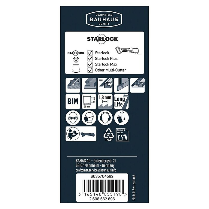 Craftomat List za potopno žago  (30 x 20 mm, Primerno za: Leseni materiali, Sistem Starlock) | 2551 - Zubehör Multifunktion/Modellbau | BCDA - Zubeh Bohrm/Bohrhämmer/Akkumasch | BCD - Maschinenzubehör | BC - Maschinenzubehör | B - Werkz/Masch/Maschzubeh/Auto | BAUHAUS