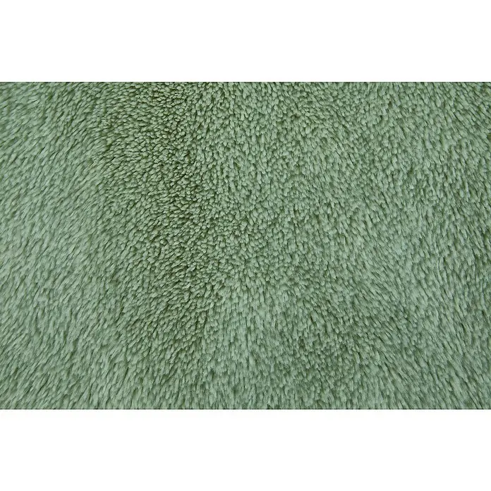 Badteppich Florida - 60 x 60 cm, Salbei, 100% Polyester - Nahaufnahme eines weichen, hellgrünen Textils. Die Oberfläche wirkt flauschig und erinnert an ein Fell oder einen Teppich.