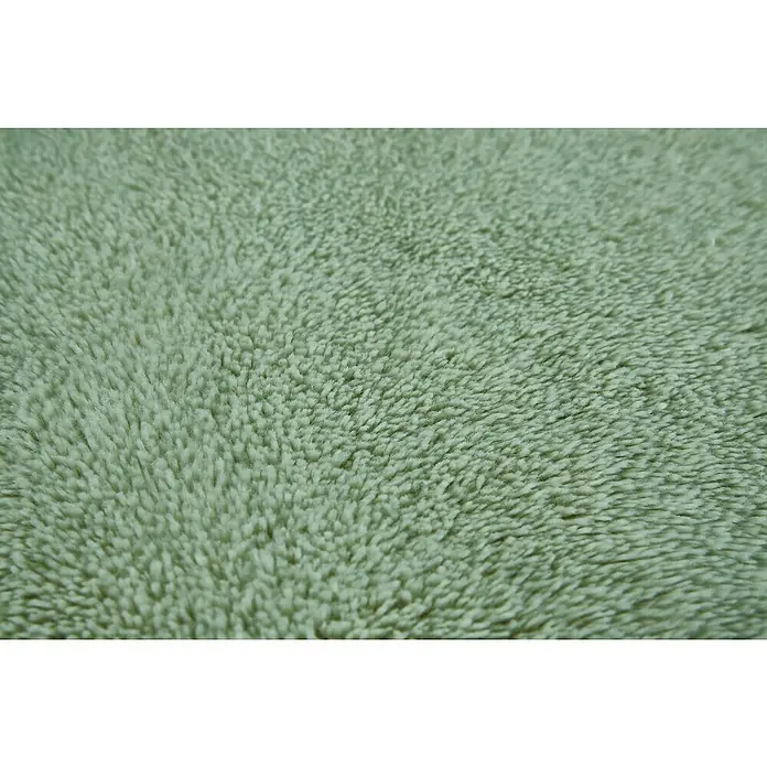 Badteppich Florida - 50 x 80 cm, Salbei, 100% Polyester - Nahaufnahme eines weichen, hellgrünen Frotteestoffs, ideal für Textilhintergründe und Badaccessoires.