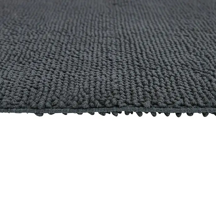 Badteppich Atlanta - 50 x 80 cm, Anthrazit, 100% Baumwolle - Detailaufnahme eines grauen, saugfähigen Badvorlegers mit Noppenstruktur. Ideal für Badezimmer, um Feuchtigkeit aufzufangen.