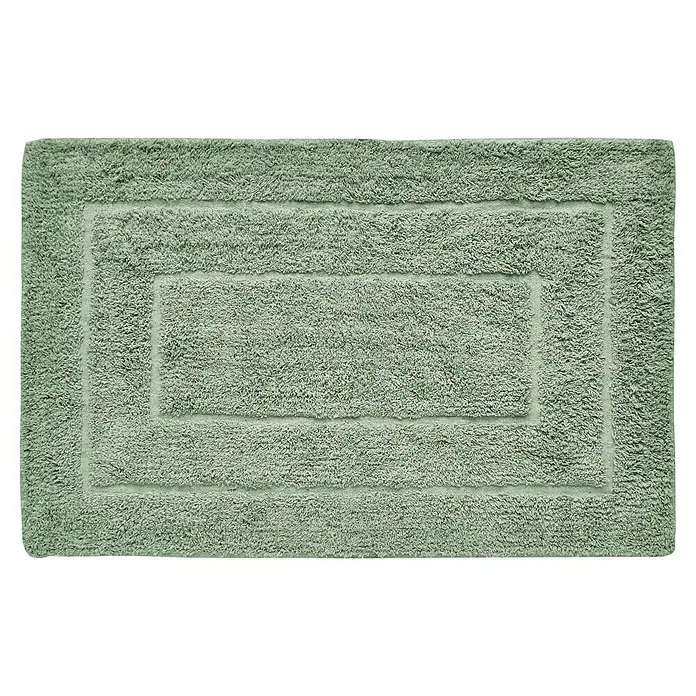 Badteppich Havanna - 50 x 80 cm, Salbei, Border, 80% Baumwolle, 20% Polyester - Nahaufnahme eines rechteckigen, hellgrünen Badvorlegers mit einem erhabenen, rechteckigen Bordürendesign.