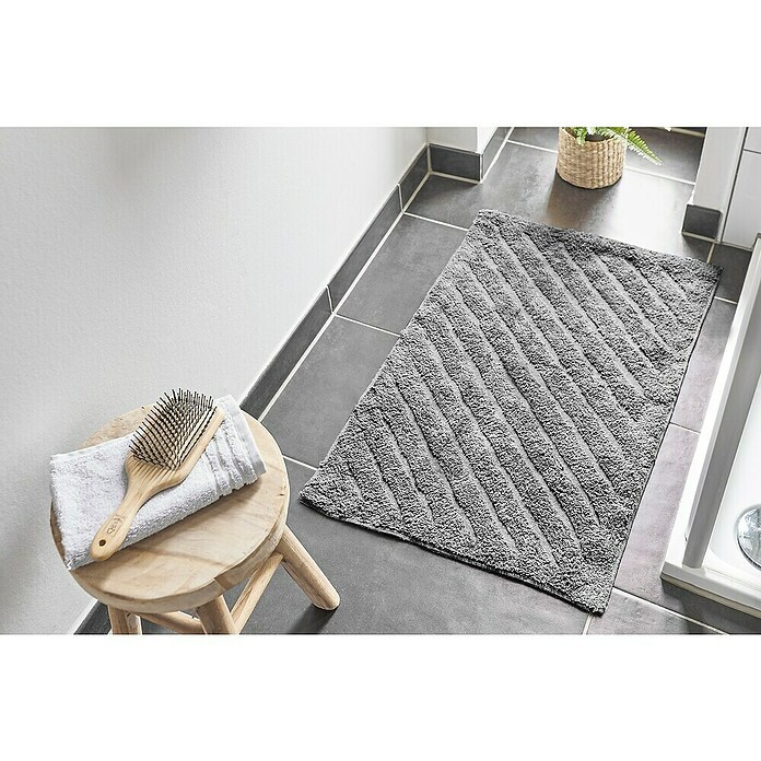 Badteppich Havanna (50 x 80 cm, Grau, Stripe, 80% Baumwolle, 20% Polyester) | BAUHAUS