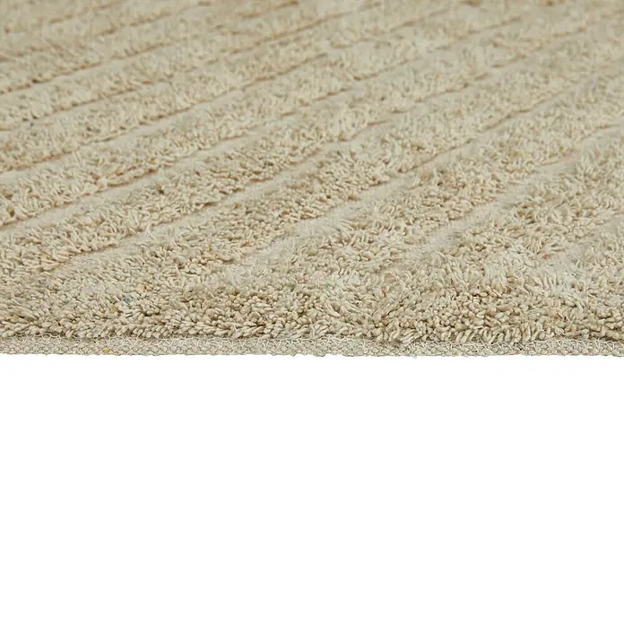 Badteppich Havanna - 50 x 80 cm, Beige, Stripe, 80% Baumwolle, 20% Polyester - Nahaufnahme eines beigen Badteppichs mit dekorativen Linien. Die Textur des Teppichs ist weich und lädt zum Betreten ein.