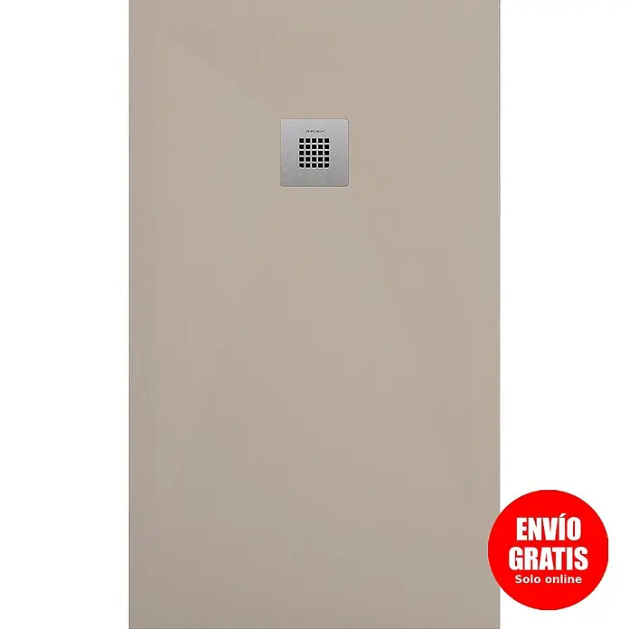 Duplach Plato de ducha Plus - L x An: 80 x 70 cm, Material compuesto, Arena - Moderno plato de ducha color arena con desagüe cuadrado para un baño elegante. Perfecto para duchas a ras de suelo.