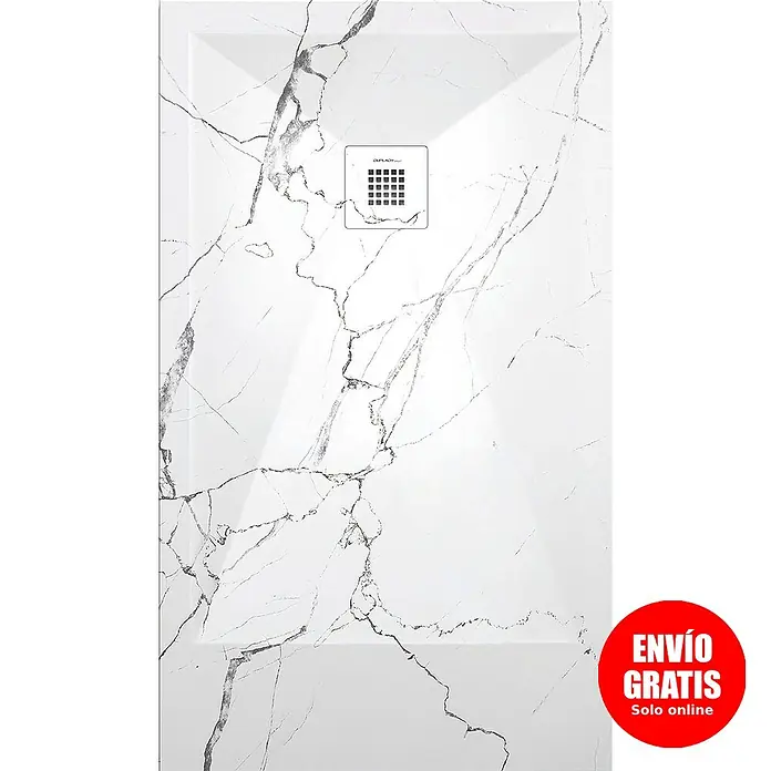 Duplach Plato de ducha 3D - L x An: 70 x 70 cm, Material compuesto, Mármol Blanco - Elegante plato de ducha con patrón de mármol para un baño elegante. Fabricación de alta calidad y diseño moderno en este producto.