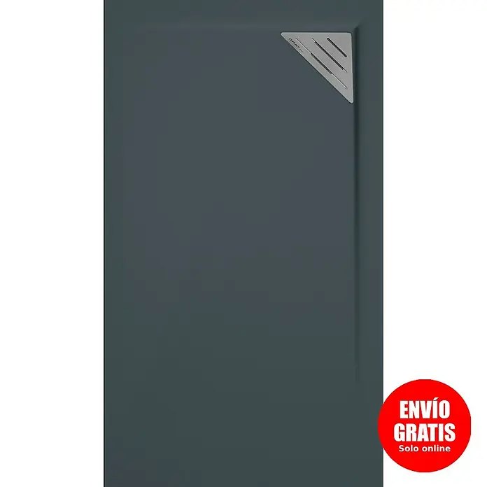 Duplach Plato de ducha Mío - L x An: 70 x 70 cm, Material compuesto, Antracita, Rejilla a la derecha - Plato de ducha gris con forma rectangular y diseño moderno para baños con estilo. Ideal para duchas sin barreras y fácil instalación.