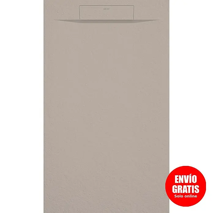 Duplach Plato de ducha Zeus - L x An: 160 x 70 cm, Material compuesto, Arena - Plato de ducha moderno en beige con desagüe rectangular para un diseño de baño elegante. Acabado de alta calidad y montaje a ras de suelo.