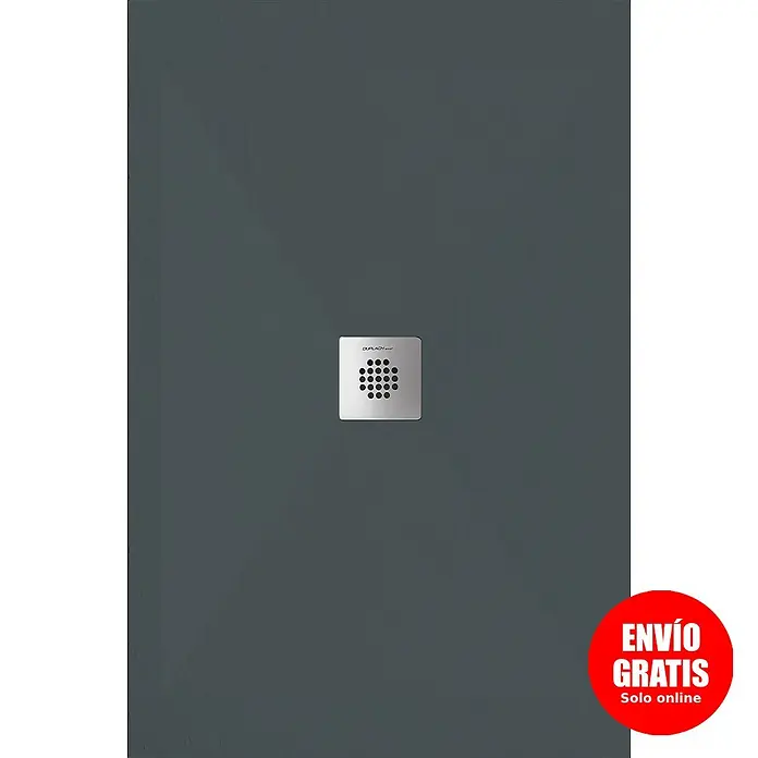 Duplach Plato de ducha Sorty - L x An: 140 x 90 cm, Material compuesto, Antracita - Plato de ducha gris con desagüe cuadrado y adhesivo "Envío gratis" para pedidos online.