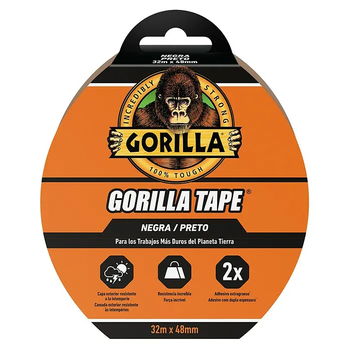 Gorilla Cinta de reparación Americana - Negro, 32 m x 48 mm - Cinta Gorilla negra, 32m x 48mm, increíblemente fuerte y duradera para los trabajos más duros.