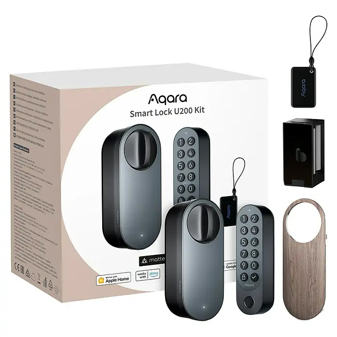 Aqara Elektronisches Türschloss SMART LOCK U200 - Bedienung: Fingerabdruck, Zugangscode, Smartphone, Geeignet für: Türen, Schwarz - Das Aqara Smart Lock U200 Kit: Smarte Sicherheit für Ihr Zuhause, mit modernster Technologie für bequemen und sicheren Zugang.