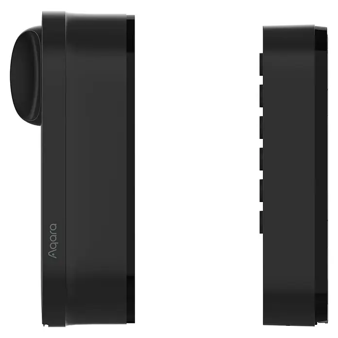 Aqara Cerradura electrónica U200 - Manejo: Huella dactilar, código de acceso, smartphone, Apto para: Puertas, Negro - Cerradura inteligente Aqara negra, vista lateral, mostrando la manilla exterior y el teclado interior.