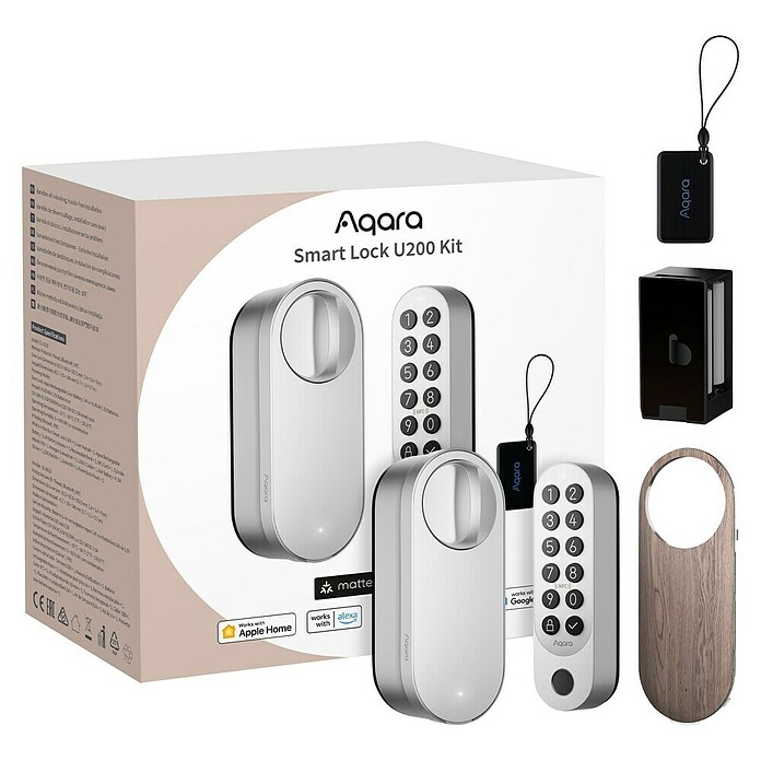 Aqara Cerradura electrónica U200 (Manejo: Huella dactilar, código de acceso, smartphone, Apto para: Puertas, Plateado) | BAUHAUS