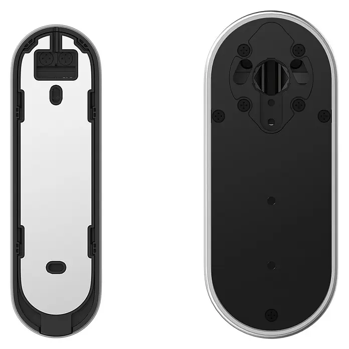 Aqara Elektronisches Türschloss SMART LOCK U200 - Bedienung: Fingerabdruck, Zugangscode, Smartphone, Geeignet für: Türen, Silber - Zwei Ansichten eines Smart Locks, das modernes Design mit praktischer Funktionalität verbindet.\n