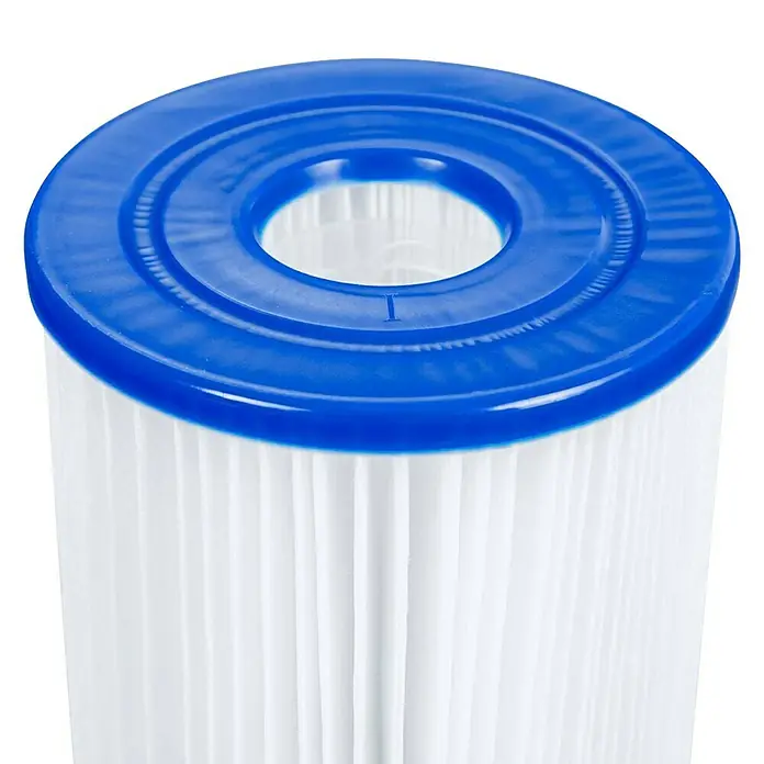 Bestway Filterkartusche - Filterleistung: 1.029 l/h - Bild einer Poolfilterkartusche mit blauem Ende und weißem Filterkörper.