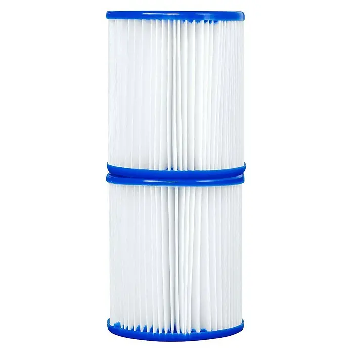Bestway Filterkartusche - Filterleistung: 1.029 l/h - Ein hochfloriger Poolfilter mit weißen Lamellen und blauen Endkappen zur effektiven Reinigung von Schwimmbadwasser.