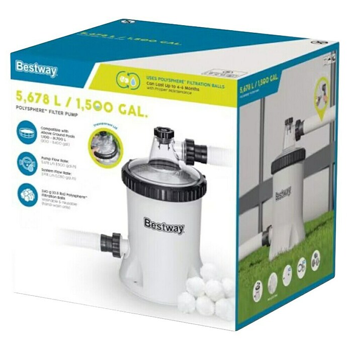 Bestway Filtrirna črpalka Polysphere  (Zmogljivost filtra: 5.678 l/h) | 8324 - Schwimmbadtechnik | ICIC - Pools / Whirlpools Zubehör | ICI - Pools & Zubehör | IC - Freizeit im Garten | I - Stadtgarten | BAUHAUS