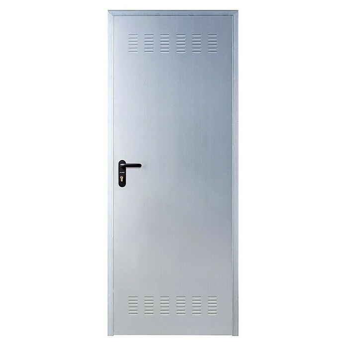 Roper Puerta de trastero con rejilla (80 x 210 cm, Derecha, Gris) | BAUHAUS