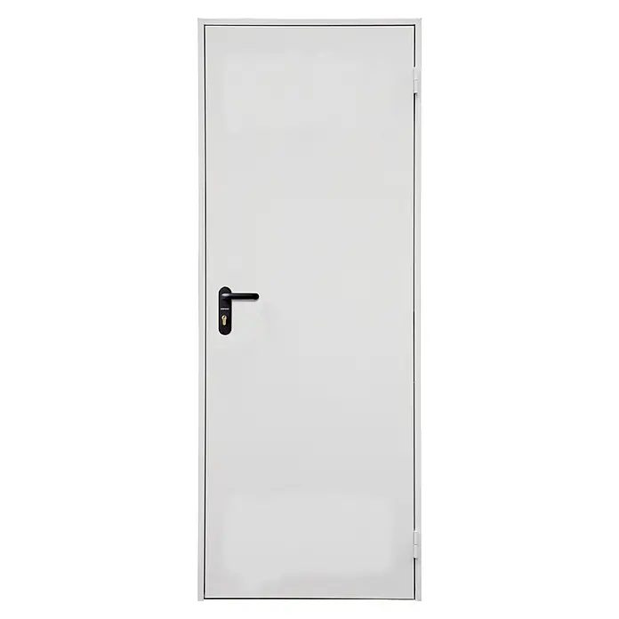 Roper Puerta de trastero Lacada - 80 x 210 cm, Izquierda, Blanco - Una puerta blanca con maneta y cerradura negras. Es sencilla y moderna.