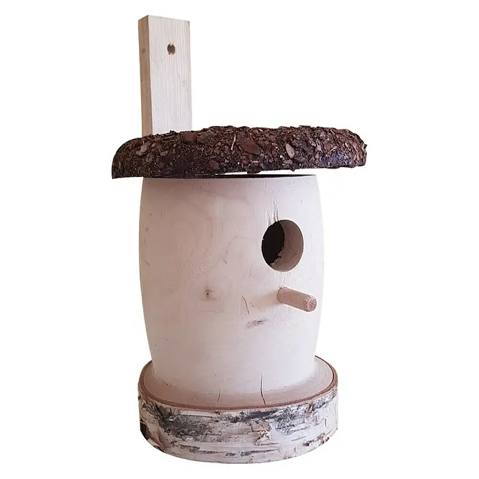 Nistkasten KG17453 - 18 x 33 x 18 cm, Holz - Einzigartiges Vogelhaus aus Naturholz mit rundem Eingang und rustikalem Design. Ideal für den Garten.